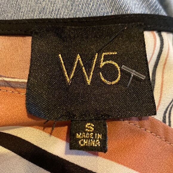 W5 Anthropologie Women’s Small Short Sleeve Tunic Top Wrap High Low Hem Stripes - Picture 5 of 6